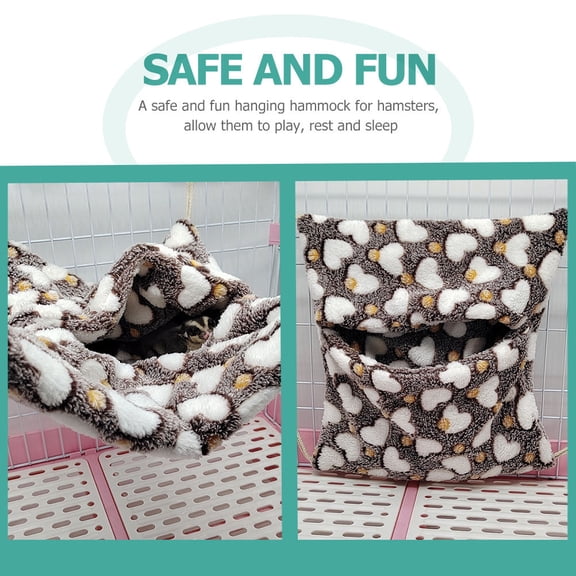 ETHZZLE Comfortable Hanging Hamster Bed Coffee Color with Plush Soft Material for Small Pets