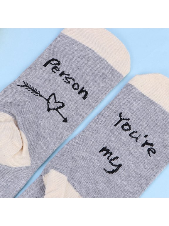 Comfortable Light Grey Jacquard Socks with Creative Letter Design
