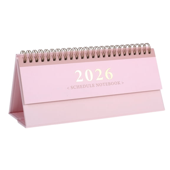 ETHZZLE Aesthetic Pink Desktop Flip Calendar 2025-2026 for Office with Memo and Time Management Features