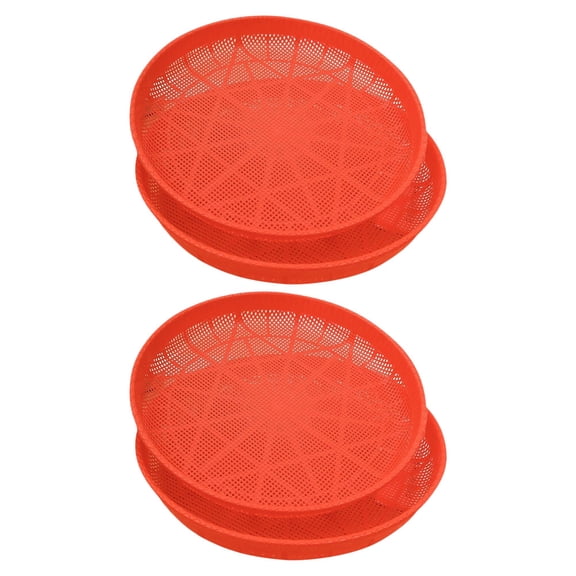 ETHZZLE Red Plastic Sieve Dustpan with Large Diameter for Food and Grain Drying