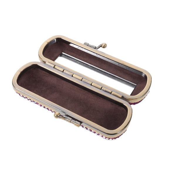 ETHZZLE Elegant Violet Rhinestone Lipstick Cosmetic Storage Case with Mirror for Travel