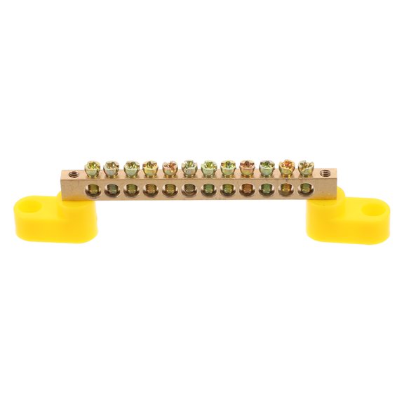 ETHZZLE Copper Bus Bar Grounding Terminal Strip with Yellow Insulated Base for Wiring Systems