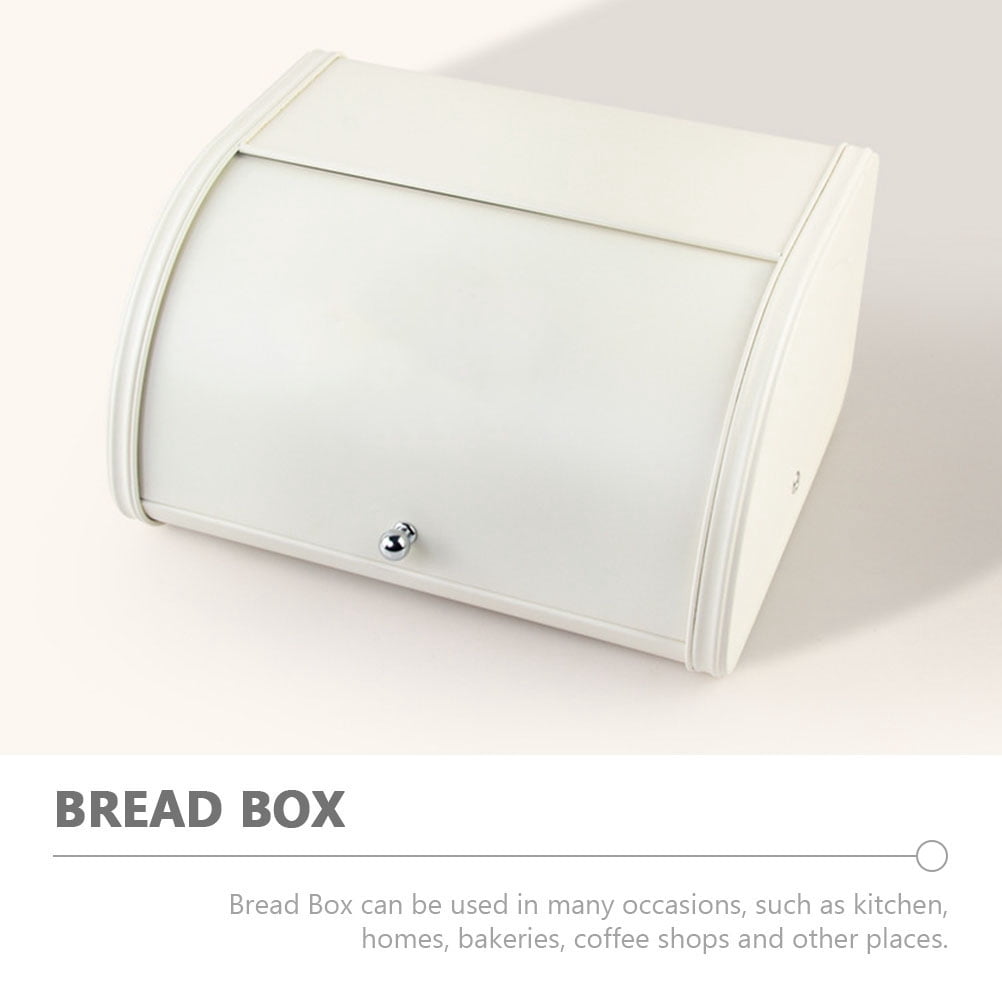 ETHZZLE Kitchen Countertop Bread Box White Metal Bread Holder with Wide ...
