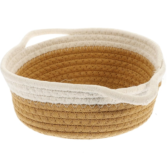 ETHZZLE Khaki Cotton Rope Storage Basket Woven Sundries Organizer for Desktop and Home Storage
