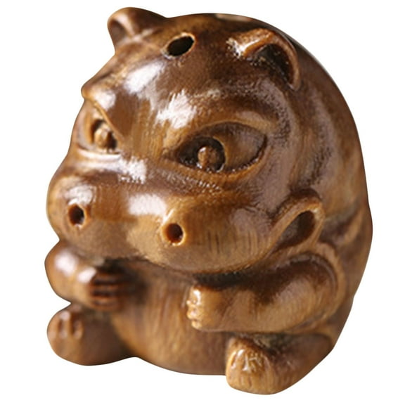 ETHZZLE Unique Brown Sandalwood Hippo Statue for Home Decor Handcrafted