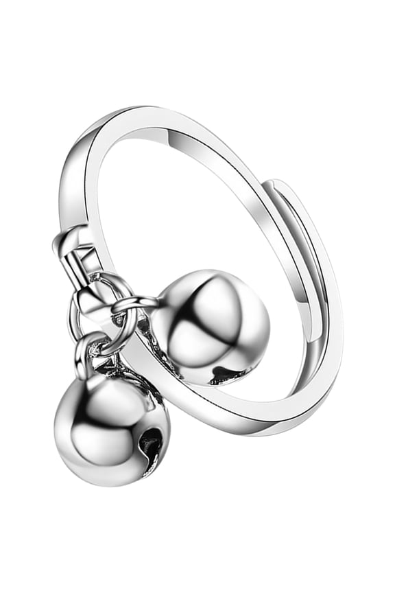 Decorative Ball Bell Open Adjustable Ring Unique Finger Ring