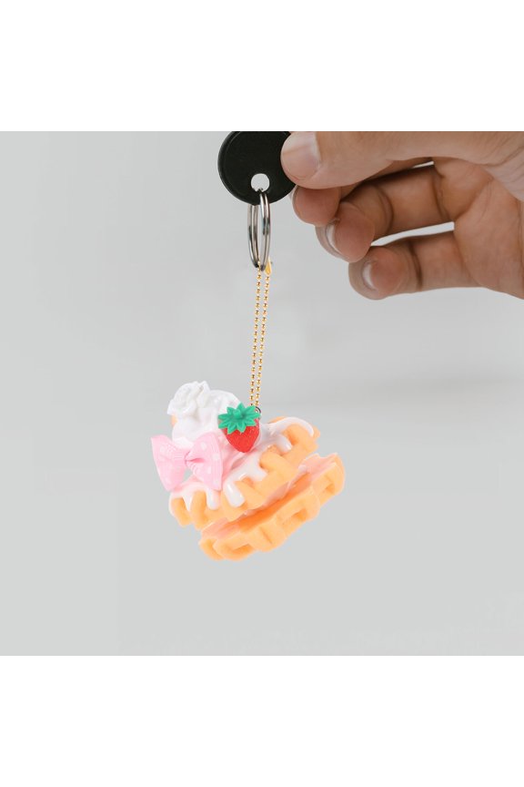 Adorable Hanging Cake Bag Pendant Keychain with Detailed PVC Dessert Model Design