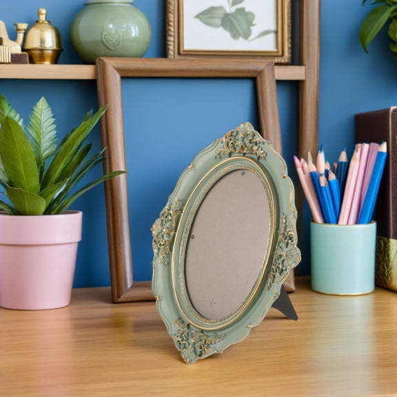 ETHZZLE Rustic Vintage Oval Picture Frame for Wall Mount and Tabletop Display