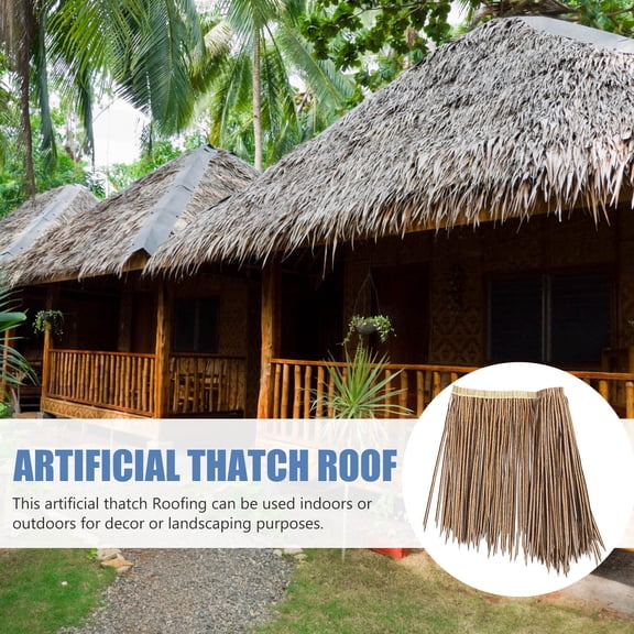 ETHZZLE Decorative Light Brown Artificial Thatch Roof Panel for Garden and Outdoor Use