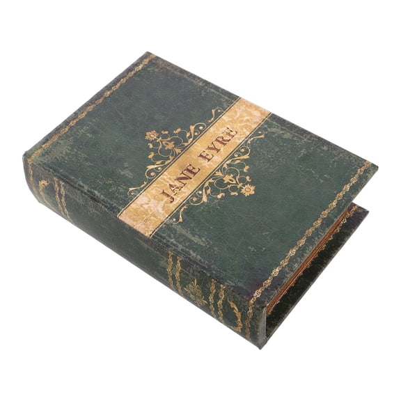 ETHZZLE Olive Green Decorative Faux Book Storage Box for Desk Organization, Cable Management, and Keepsake Holder