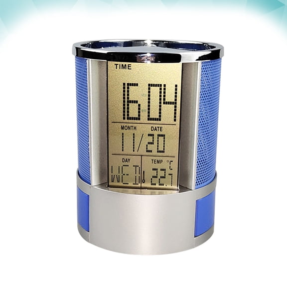 ETHZZLE Desk Clock Pen Holder with Storage Drawers for Pens and Small Items