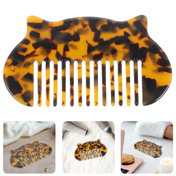 ETHZZLE Compact Detangling Comb Leopard Color Antistatic Hair Brush with Cat Ears