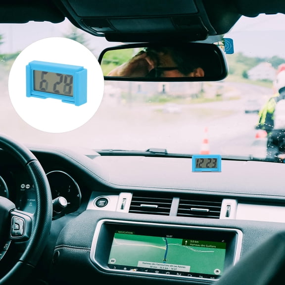 ETHZZLE Small Digital Clock Sky-Blue Plastic Quiet Auto Dashboard Clock