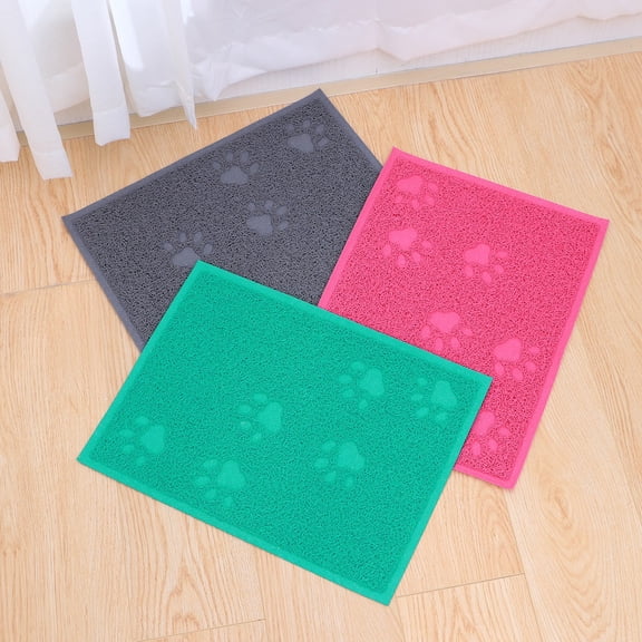 ETHZZLE Pet Cleaning Carpet Gray PVC Plastic Cat Litter Mat Water Resistant Easy to Clean