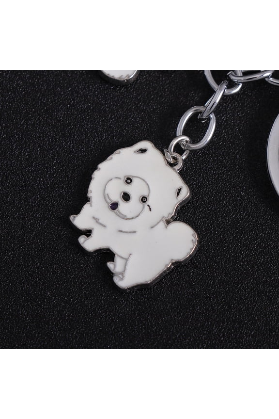 Dog Key Chains Metal Keychain White 1Set Organize Keys for Pet Lovers