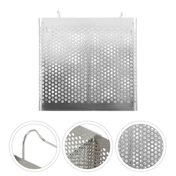 ETHZZLE Stainless Steel Hanging Utensil Drying Rack with Hooks Double Compartment Silver