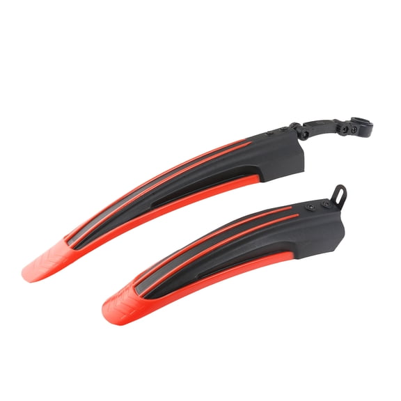 ETHZZLE Black and Red Mountain Bike Mudguards Set, Front and Rear with Adjustable Angle, Synthetic Plastic