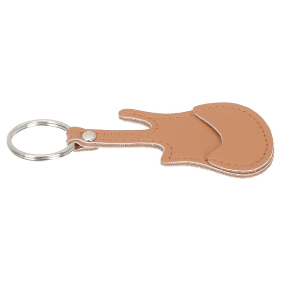 ETHZZLE Portable Guitar Picks Holder Brown PU Material Keychain Design for Easy Carry