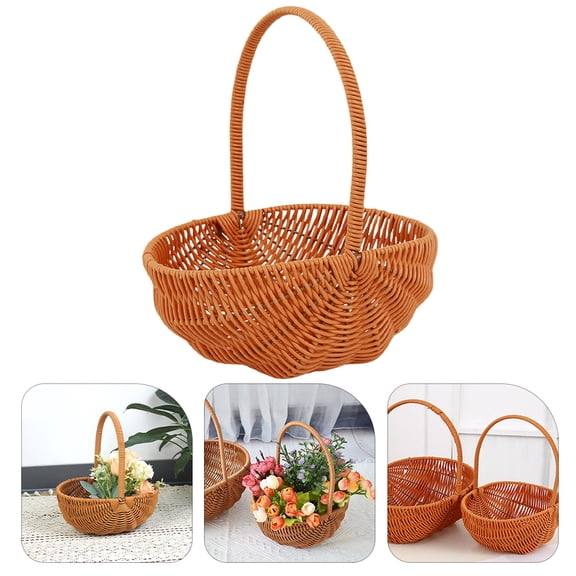 ETHZZLE Easter Handheld Baskets Vintage Picnic Basket Handwoven for Rustic Elegance Lovers 1Pack