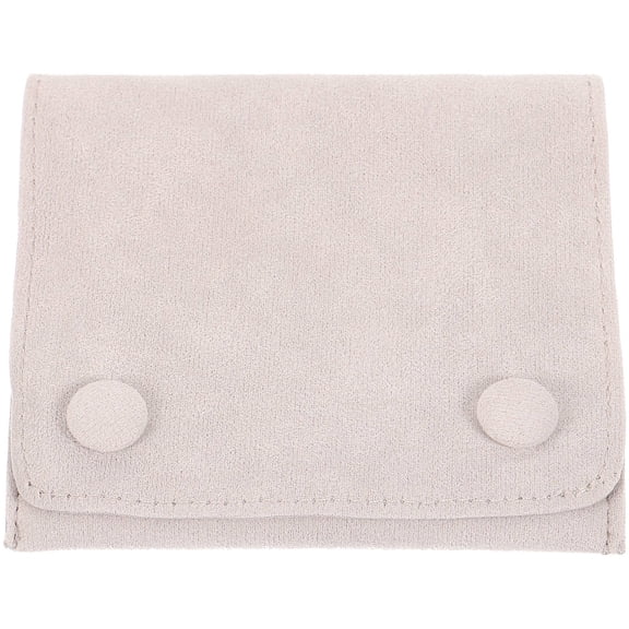 ETHZZLE Small Grey Jewelry Packing Bag with Snap Button Anti Scratch Soft Texture for Necklace Storage