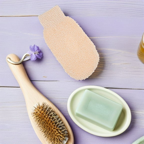 ETHZZLE Exfoliating Glove Beige for Bath Deep Cleansing Body Scrub Mitt Spa Use
