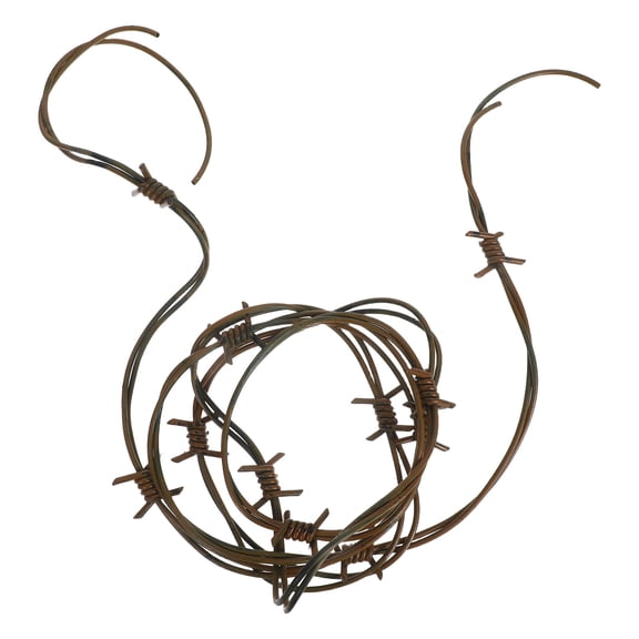 ETHZZLE Fake Rusted Barbed Wire: 8.2FT Halloween Plastic Barb Chain Decoration Prop - Rusty Western Party Ornament for Scary Cowboy Cosplay