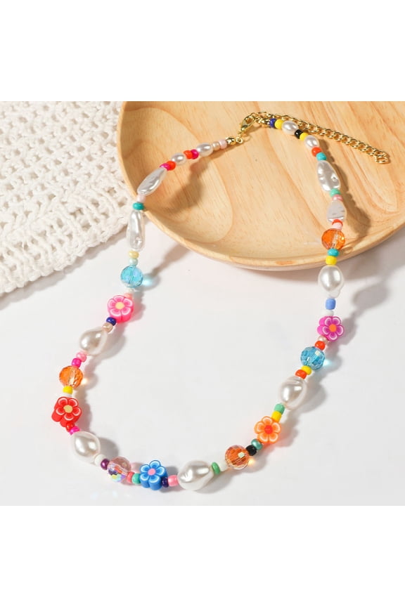 Beads Necklace Women Multi-Colored Polymer Clay 1Pack