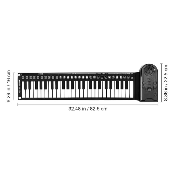 ETHZZLE Foldable 49 Keys Roll Up Piano Portable Electronic Keyboard with 16 Level Volume and Recording Playback Black
