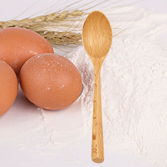 ETHZZLE Food Serving Wooden Spoon Made of Beech Material Smooth Handle Soup and Dinner Scoop