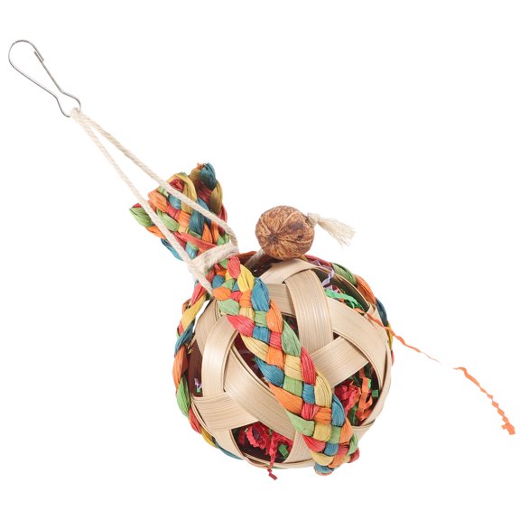 ETHZZLE Funny Bird Toy Parrot Biting Toy Made From Rattan Paper for Pet Owners 1Pack