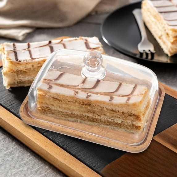 ETHZZLE Transparent Glass Cake Holder with Dome, Multi-Color, Ideal for Home