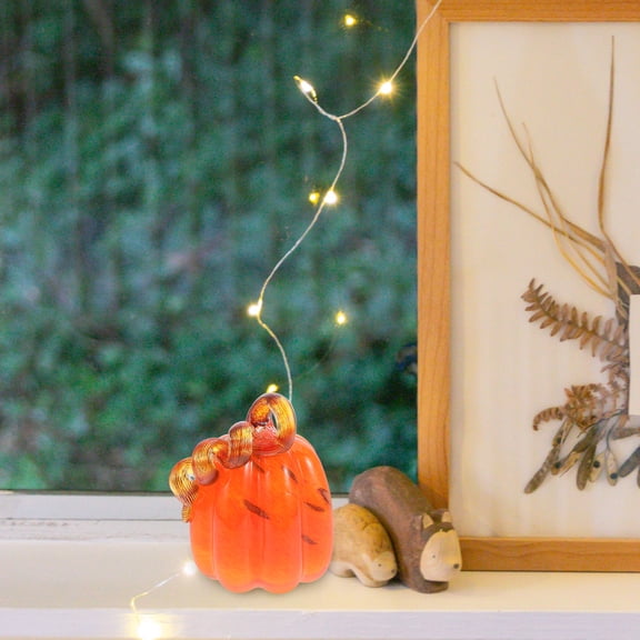 ETHZZLE Glass Pumpkin Statue Small Crystal Pumpkins Figurine Table Accent Harvest Glass Pumpkin Figuire For Fall Halloween Thanksgiving Tabletop Decoration Ornaments