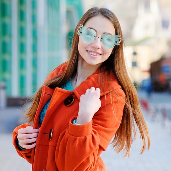 ETHZZLE Back to School 1 Pair of Rimless Heart Sunglasses Fashionable UV Protection in for Outdoor Travel