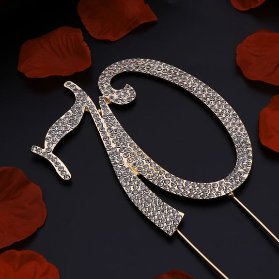 ETHZZLE Gold Rhinestone Cake Topper Elegant Sparkle Number Decoration for Birthday Or Anniversary Party