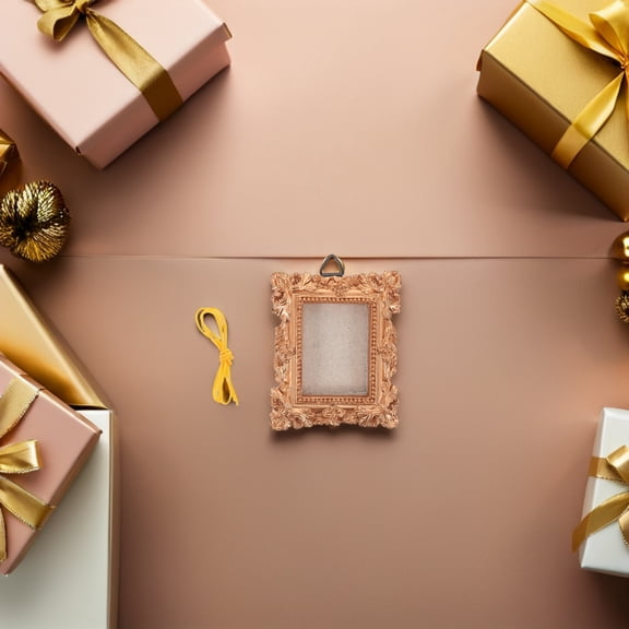 ETHZZLE Golden Mini Photo Frame Ornaments for Christmas Tree and Home Decoration with Creative Design and Versatile Hanging