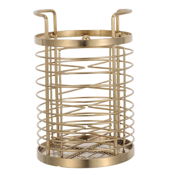 ETHZZLE Kitchen Utensil Caddy in Golden Stainless Steel with Ventilated Mesh Design