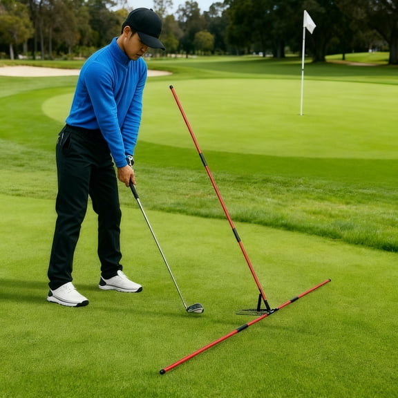 ETHZZLE Golf Alignment Stick with Angle Plate for Swing Correction and Improved Accuracy