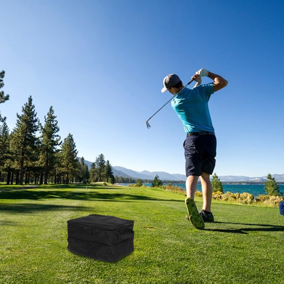 ETHZZLE Golf Storage Organizer Bag Black Large Capacity Oxford Cloth for Trunk and Vehicle Use