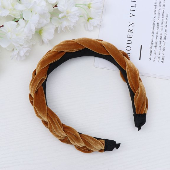 ETHZZLE Hair Braid Headband Hair Protection Suede Golden 1Pcs