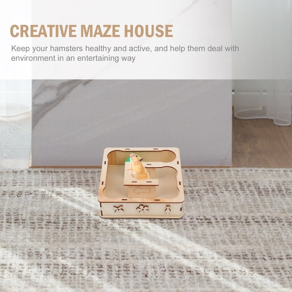 ETHZZLE Hamster Maze Toy Wood Hamster House Hideout Practical Pet Playground Toy