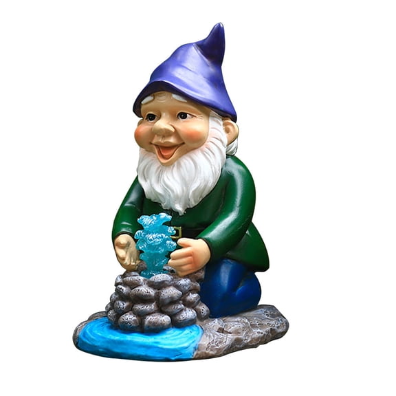 ETHZZLE Garden Resin Decoration Solar Powered Gnome Ornament Resin Assorted Color Patio Decoration 1Set