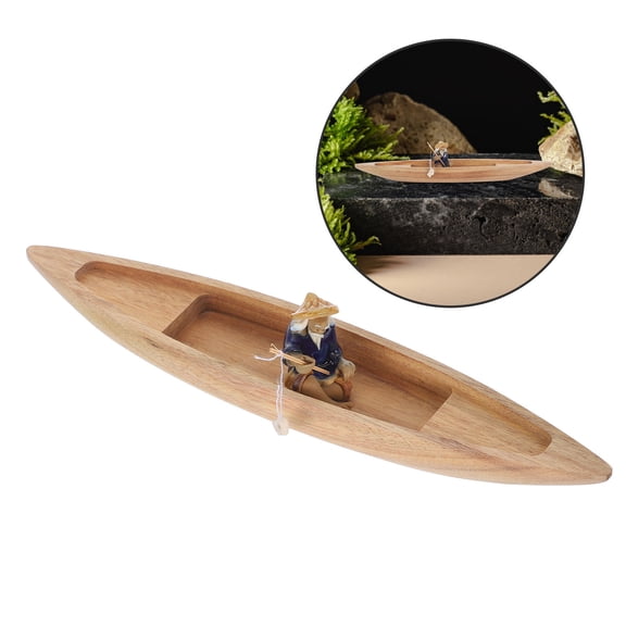 ETHZZLE Handcrafted Wooden Boat Model with Artistic Appeal for Home Office Decoration 4.5 Inches