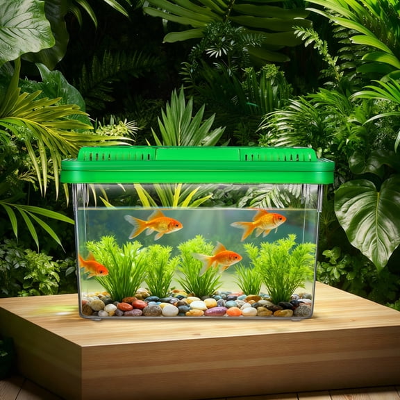 ETHZZLE Handheld Portable Fish Tank Clear Plastic Container for Turtle Hamster and Small Fish