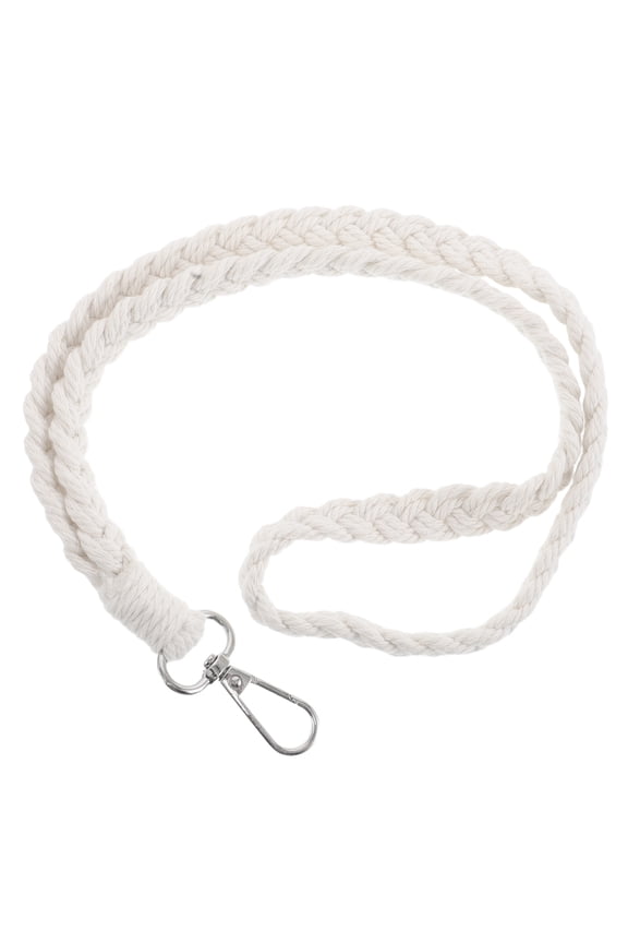 Handmade Boho Macrame Keychain with Cotton Rope Wrist Strap in Beige, Stylish Accessory for Everyday Use