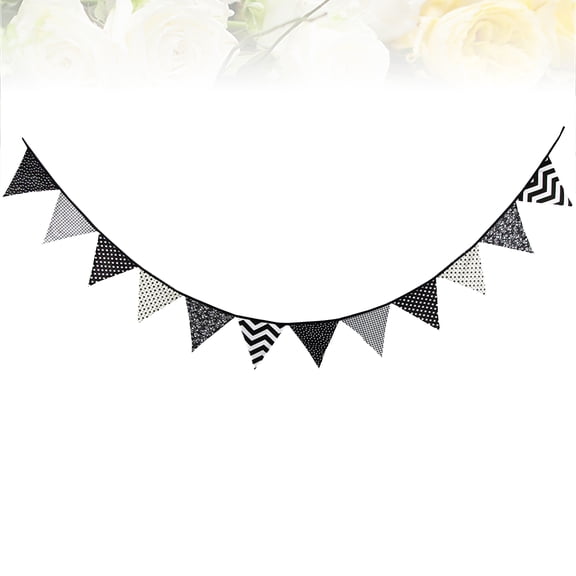 ETHZZLE White Hanging Triangle Flag Banner for Wall Door Tree Branch Decoration