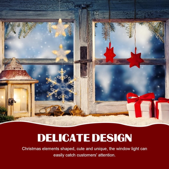 ETHZZLE White LED Hanging Window Christmas Lights, 1 Piece Decorative Holiday Light for Home and Seasonal Decor
