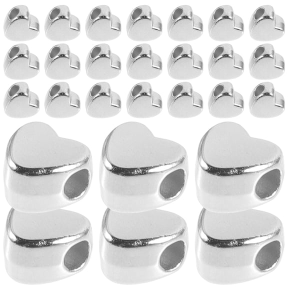 ETHZZLE Heart Shaped Jewelry Beads Plated Silver Plastic Plated for DIY Use