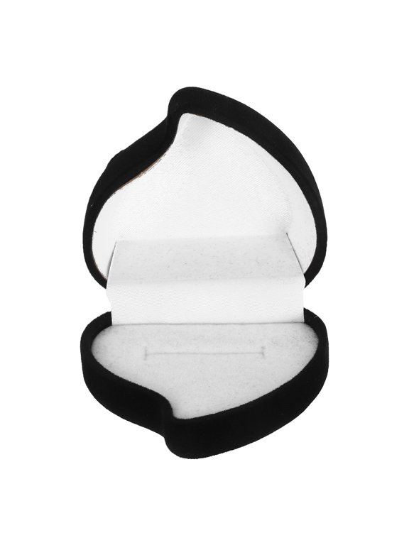 Heart Shaped Black Flocking Ring Box for Engagement and Wedding Storage