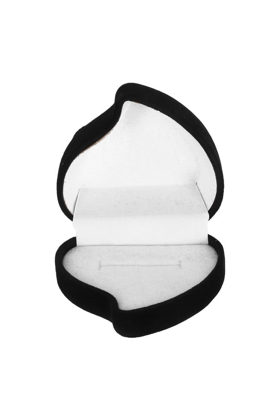 Heart Shaped Black Ring Box with Flocking Interior for Engagement Proposal and Wedding Storage
