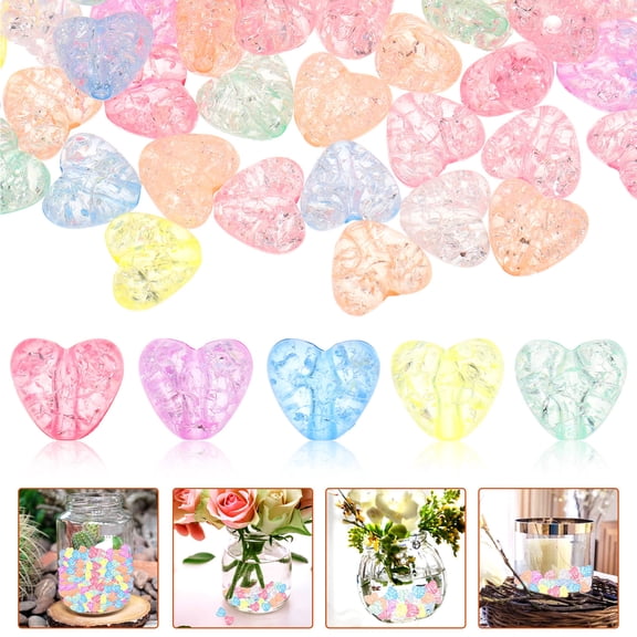 ETHZZLE Acrylic Heart Vase Filler Beads, Floating Decorative Gems for Party Decor, Photo Props, and Home Decoration